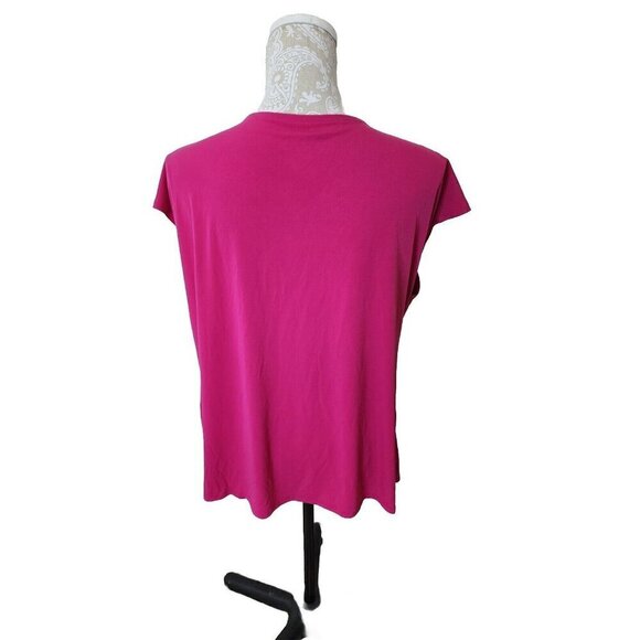 Lane Bryant Top Drapey Neckline Pink Stretchy Short Cap Sleeve Women's 18 20 - Picture 3 of 6